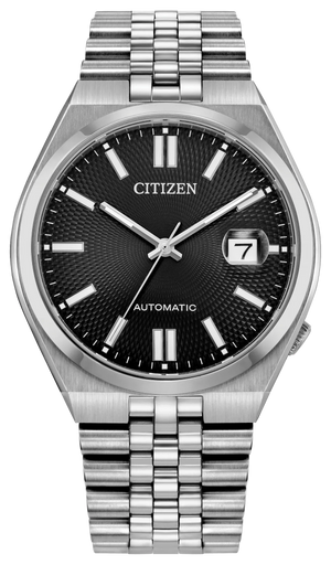 Citizen Tsuyosa 60 Automatic Black Dial Silver Steel Strap Watch for Men - NK0020-55E