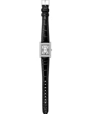 Emporio Armani Two Hand Crystals Silver Dial Black Leather Strap Watch for Women - AR11623