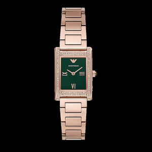 Emporio Armani Genni Green Dial Rose Gold Steel Strap Watch for Women - AR11641