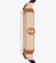 Tory Burch Robinson Quartz Blue Dial Blue Leather Strap Watch for Women - TBW1511