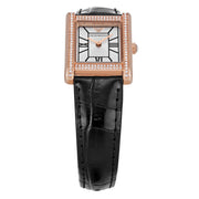 Emporio Armani Genni Silver Dial Black Leather Strap Watch for Women - AR11624