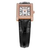 Emporio Armani Genni Silver Dial Black Leather Strap Watch for Women - AR11624