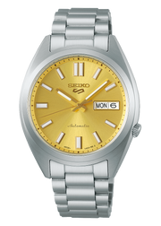 Seiko 5 Sports SNXS Automatic Gold Dial Silver Steel Strap Watch for Men - SRPL59K1