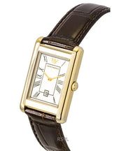Emporio Armani Gino White Dial Brown Leather Strap Watch for Men - AR11665