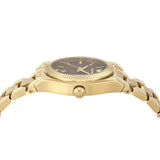 Emporio Armani Federica Brown Dial Gold Steel Strap Watch for Women - AR11700