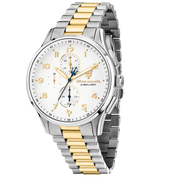 Maserati Sorpasso Chronograph White Dial Two Tone Steel Strap Watch for Men - R8873624003
