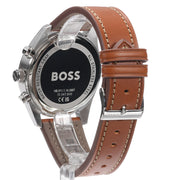 Hugo Boss Skytraveller Chronograph Black Dial Blue Leather Strap Watch for Men - 1514161