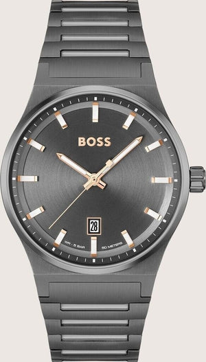 Hugo Boss Candor Grey Dial Grey Steel Strap Watch for Men - 1514078