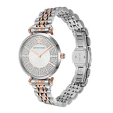 Emporio Armani Gianni T Bar Silver Dial Two Tone Steel Strap Watch for Women - AR11537