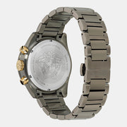 Versace Greca Dome Chronograph Black Dial Grey Steel Strap Watch for Men - VE6K00623