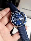 Emporio Armani World Explorer Chronograph Blue Dial Blue Nylon Strap Watch for Men - AR11588