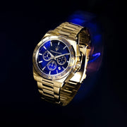 Maserati Velocità Chronograph Blue Dial Gold Steel Strap Watch for Men - R8873652002