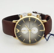 Emporio Armani Retro Chronograph Brown Dial Brown Leather Strap Watch for Men - AR1755