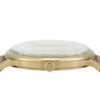 Emporio Armani Minimalist Quartz Gold Dial Brown Leather Strap Watch for Men - AR11610