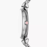 Emporio Armani Gianni T-Bar Pink Dial Silver Steel Strap Watch for Women - AR11686
