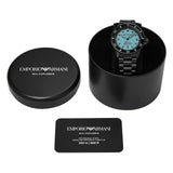 Emporio Armani Sea Explorer Turquoise Blue Dial Black Steel Strap Watch for Men - AR60084