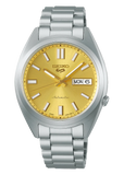 Seiko 5 Sports Automatic Gold Dial Silver Steel Strap Watch for Men - SRPL59K1