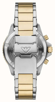 Emporio Armani World Explorer Chronograph Green Dial Two Tone Steel Strap Watch for Men - AR11695