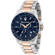Maserati SFIDA Chronograph Blue Dial Two Tone Steel Strap Watch for Men - R8873640022
