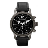 Burberry Utilitarian Chronograph Black Dial Black Leather Strap Watch for Men - BU7813