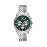 Emporio Armani Antonio Chronograph Green Dial Silver Steel Strap Watch for Men - AR11581
