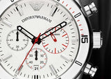 Emporio Armani Sportivo Chronograph White Dial White Rubber Strap Watch for Men - AR5947