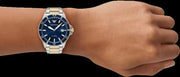 Emporio Armani World Explorer Blue Dial Two Tone Steel Strap Watch for Men - AR11682