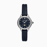 Emporio Armani Mia Moonphase Blue Dial Blue Leather Strap Watch for Women - AR11629