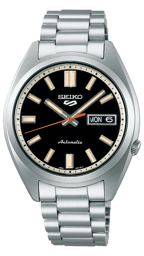 Seiko 5 Sports SNXS Series Automatic Black Dial Silver Steel Strap Watch for Men - SRPK89K1