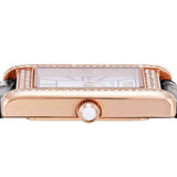 Emporio Armani Genni Silver Dial Black Leather Strap Watch for Women - AR11624