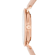 Emporio Armani Modern Silver Dial Pink Leather Strap Watch for Women - AR11160