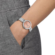 Tissot T-Lady Flamingo Diamonds Pink Dial Silver Steel Strap Watch for Women - T094.210.11.336.00