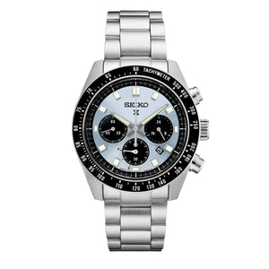 Seiko Prospex Speedtimer 41.4 Solar Chronograph Blue Dial Silver Steel Strap Watch for Men - SSC935