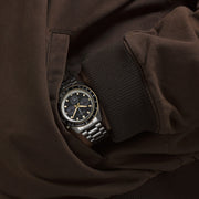 Seiko Prospex Speedtimer Solar Chronograph Black Dial Silver Steel Strap Watch for Men - SSC941