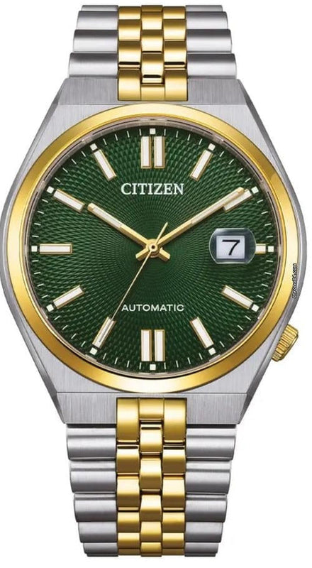 Citizen Tsuyosa 60 Automatic Green Dial Two Tone Steel Strap Watch for Men - NK0024-54X