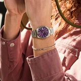 Citizen Tsuyosa Automatic Purple Dial Silver Steel Strap Watch for Men - NJ0200-50W