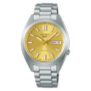 Seiko 5 Sports SNXS Automatic Gold Dial Silver Steel Strap Watch for Men - SRPL59K1