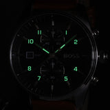 Hugo Boss Skytraveller Chronograph Black Dial Blue Leather Strap Watch for Men - 1514161