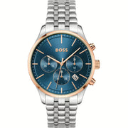 Hugo Boss Avery Chronograph Blue Dial Silver Steel Strap Watch for Men - 1514158