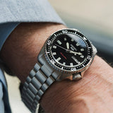 Seiko 5 Sports SKX Automatic Black Dial Silver Steel Strap Watch for Men - SRPL85K1