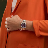 Citizen Tsuyosa Automatic Purple Dial Silver Steel Strap Watch for Men - NJ0200-50W