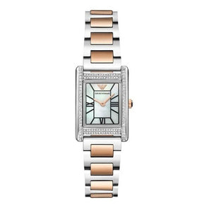 Emporio Armani Genni Mother of Pearl Dial Two Tone Steel Strap Watch for Women - AR11626