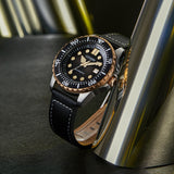 Citizen Mechanical Automatic Black Dial Black Leather Strap Watch for Men - NJ0176-10E