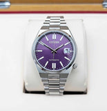 Citizen Tsuyosa Automatic Purple Dial Silver Steel Strap Watch for Men - NJ0200-50W