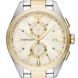 Emporio Armani Elegant Chronograph Cream Dial Two Tone Steel Strap Watch for Men - AR11605