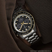Seiko Prospex Speedtimer Solar Chronograph Black Dial Silver Steel Strap Watch for Men - SSC941