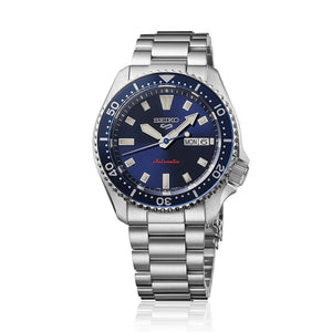 Seiko 5 Sports SKX Automatic Blue Dial Silver Steel Strap Watch for Men - SRPL83K1