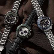 Seiko Prospex Speedtimer Solar Chronograph Black Dial Silver Steel Strap Watch for Men - SSC941
