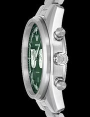 Emporio Armani Racer Chronograph Green Dial Silver Steel Strap Watch for Men - AR11637