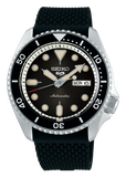 Seiko 5 Sports SKX Automatic Black Dial Black Silicone Strap Watch for Men - SRPD73K2